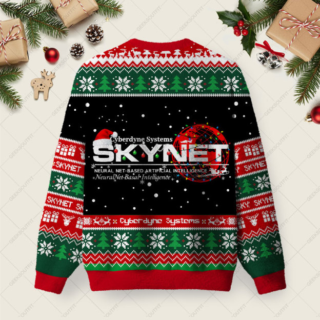 Skynet Workspace Ugly Christmas Fuzzy Fleece Sweatshirt