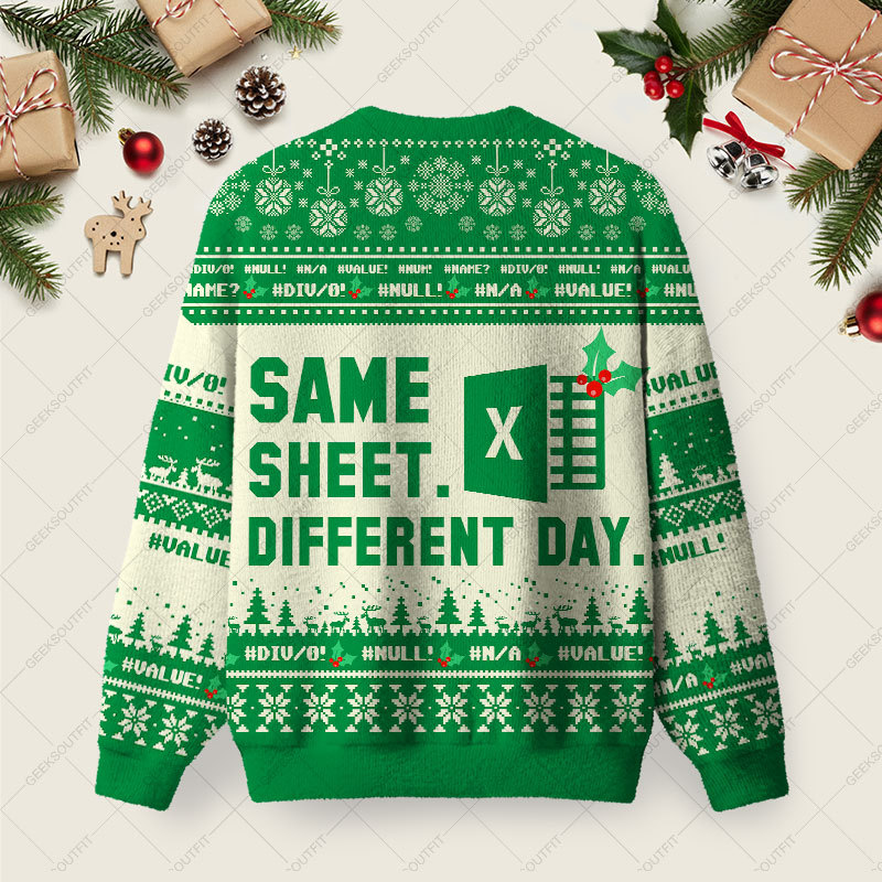 Same Sheet Different Day Ugly Christmas Fuzzy Fleece Sweatshirt