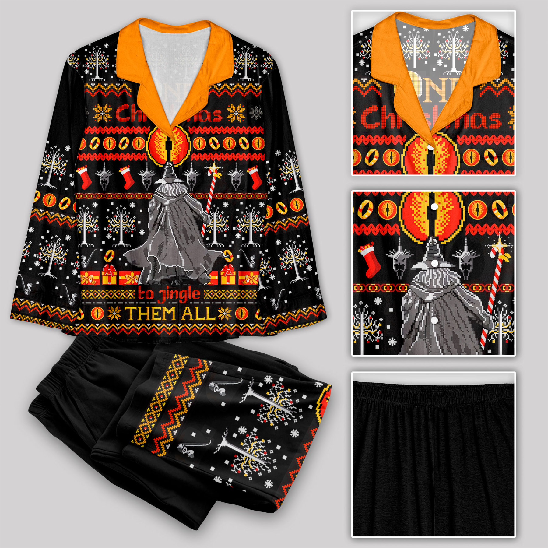 Gandalf Christmas Geek Pajama Sets