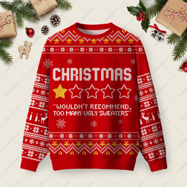 Christmas Review Ugly Christmas Fuzzy Fleece Sweatshirt