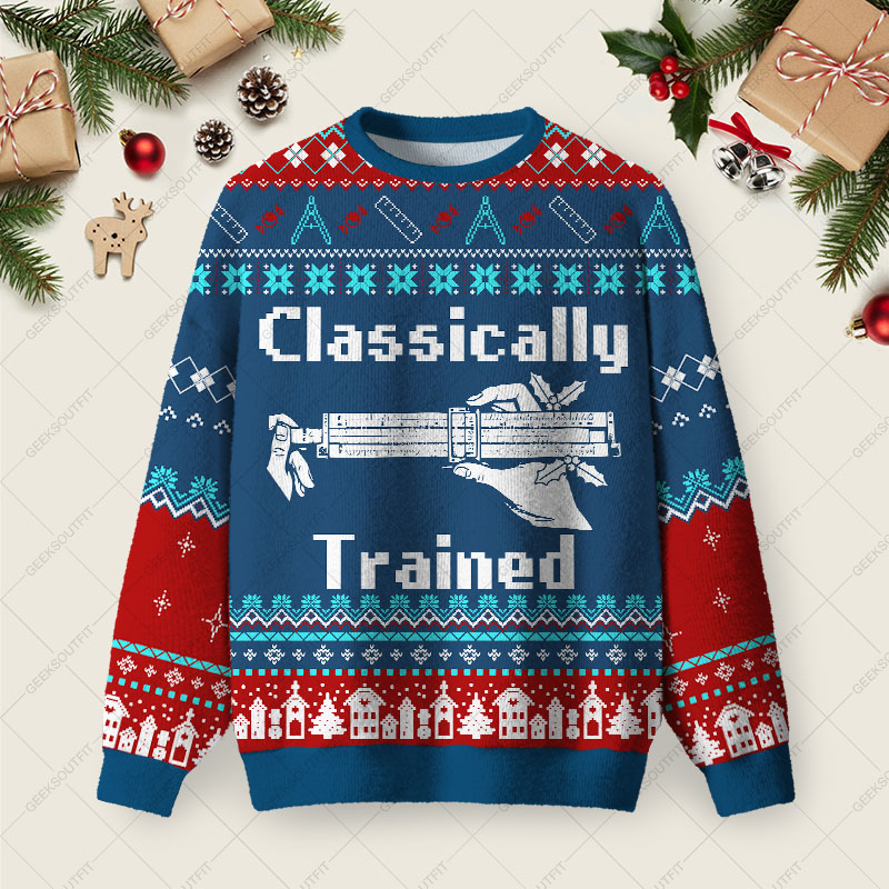 Classically Trained Ugly Christmas Fuzzy Fleece Sweatshirt