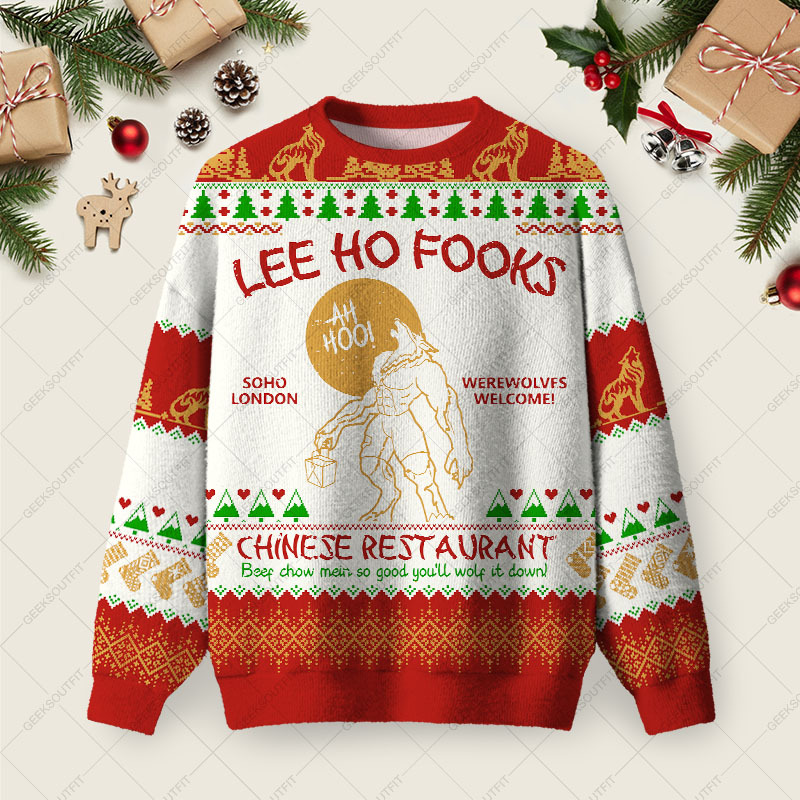 Geeksoutfit LEE HO FOOKS Ugly Christmas Fuzzy Fleece Sweatshirt for Sale