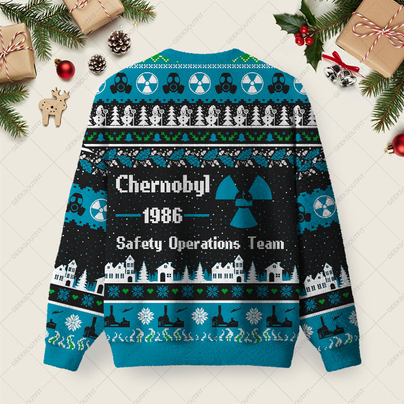 Chernobyl 1986 Ugly Christmas Fuzzy Fleece Sweatshirt