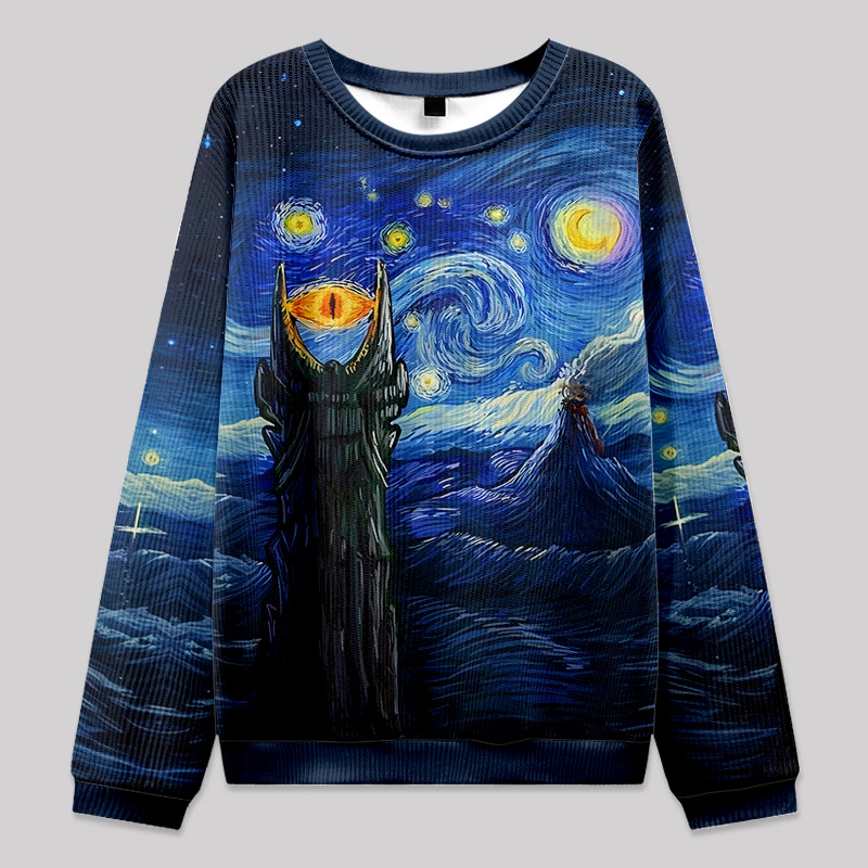 Starry Night of Mordor Fuzzy Fleece Sweatshirt
