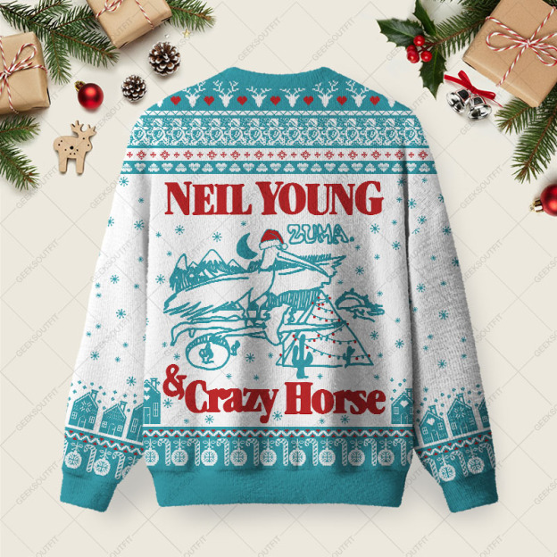 Neil Young & Crazy Horse Ugly Christmas Fuzzy Fleece Sweatshirt
