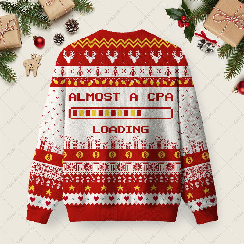 Almost a CPA Loading Ugly Christmas Fuzzy Fleece Sweatshirt