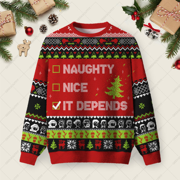 It Depends Ugly Christmas Fuzzy Fleece Sweatshirt