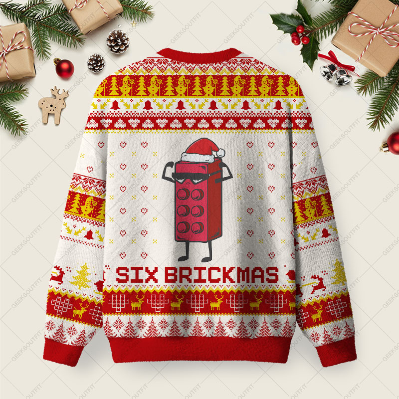 Six Brickmas Ugly Christmas Fuzzy Fleece Sweatshirt