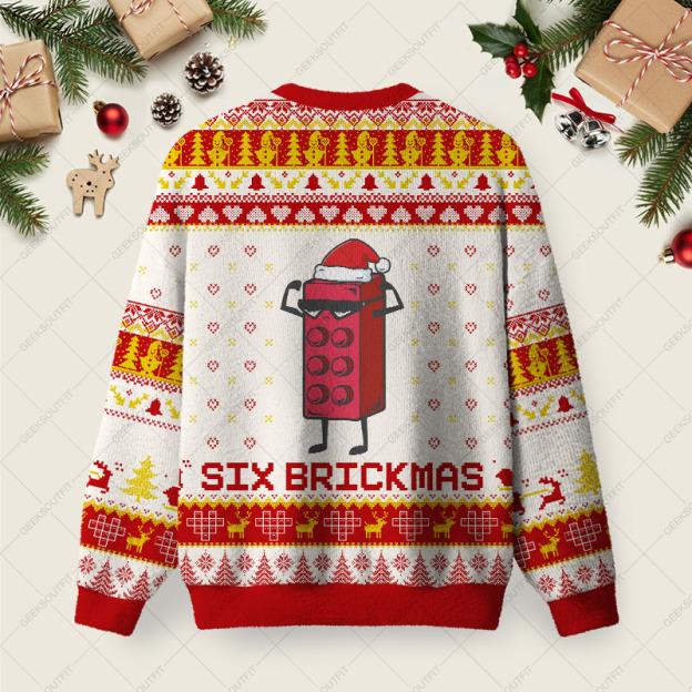 Six Brickmas Ugly Christmas Fuzzy Fleece Sweatshirt