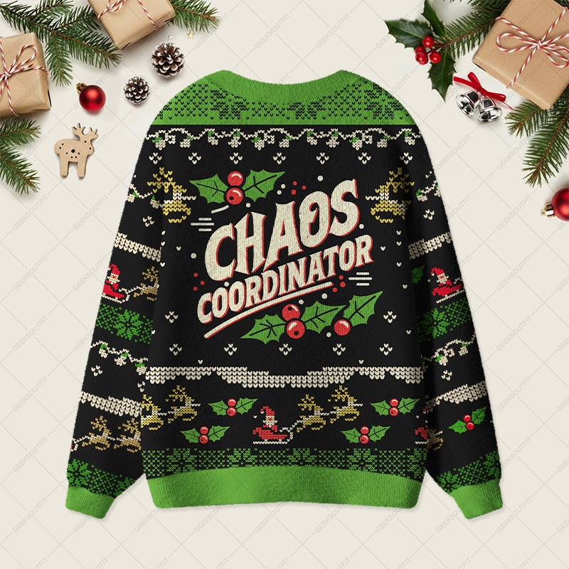 Holiday Chaos Coordinator Geek Ugly Cardigan Sweaters 