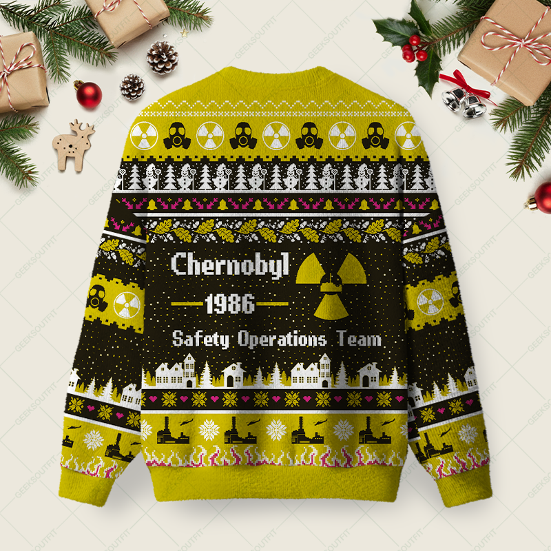 Chernobyl 1986 Ugly Christmas Fuzzy Fleece Sweatshirt