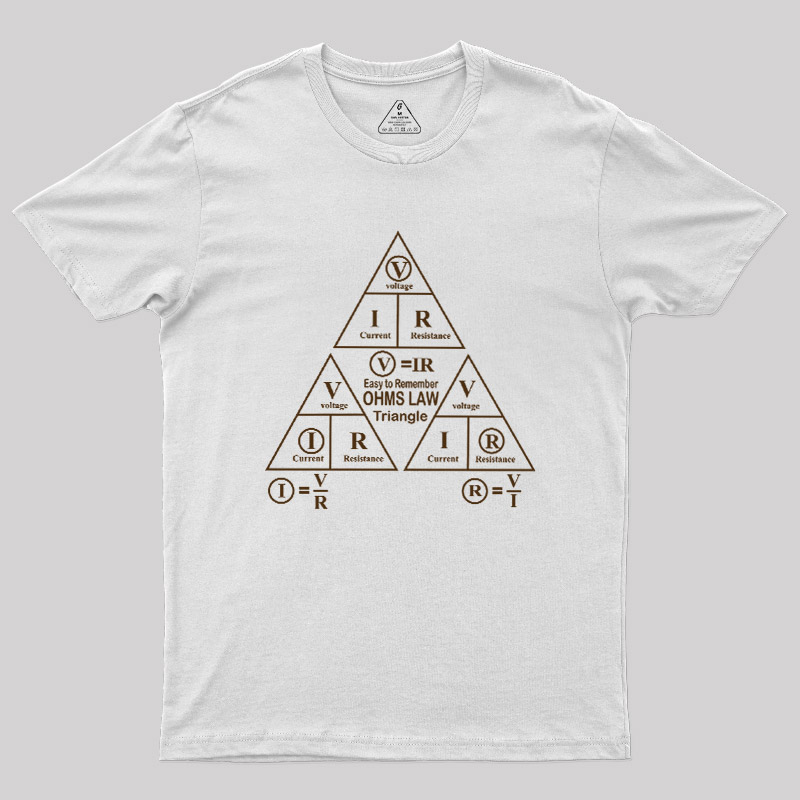 Electrical Ohms Law Triangle Formula Chart Geek T-Shirt