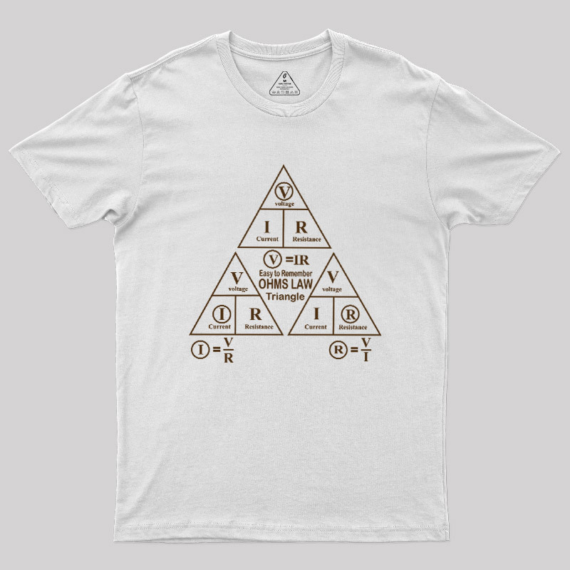 Electrical Ohms Law Triangle Formula Chart Geek T-Shirt
