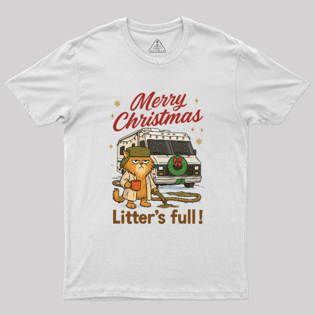 Merry Christmas Litter’s Full Funny Cat Geek T-Shirt
