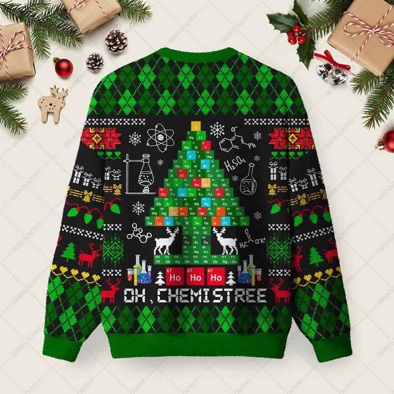 Oh Chemis-tree Ugly Christmas Fuzzy Fleece Sweatshirt