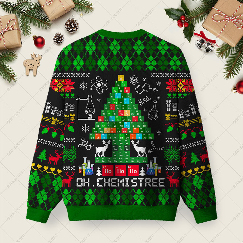 Oh Chemis-tree Ugly Christmas Fuzzy Fleece Sweatshirt