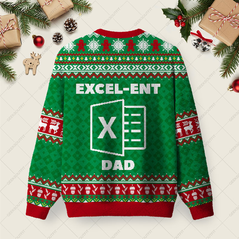 Excel-net Dad Ugly Christmas Fuzzy Fleece Sweatshirt