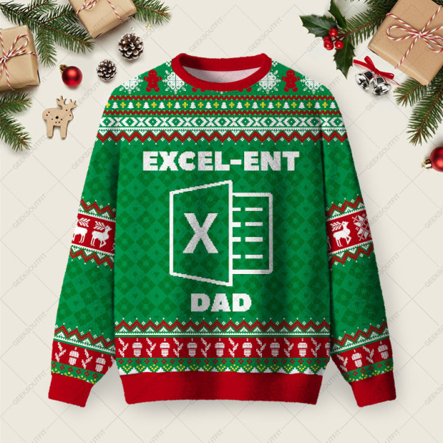 Excel-net Dad Ugly Christmas Fuzzy Fleece Sweatshirt