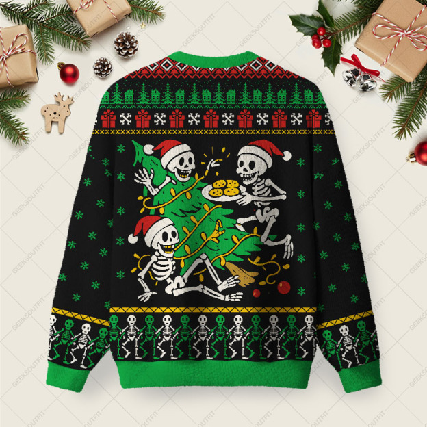 Skelebration Ugly Christmas Fuzzy Fleece Sweatshirt