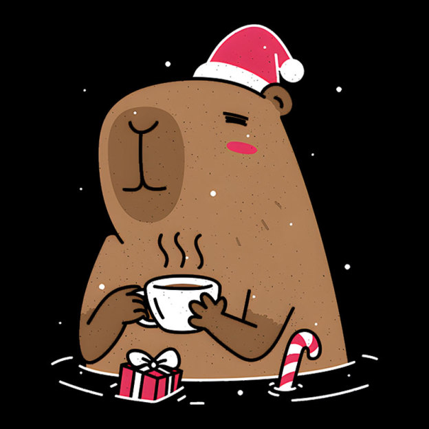Santa Capybara Geek T-Shirt