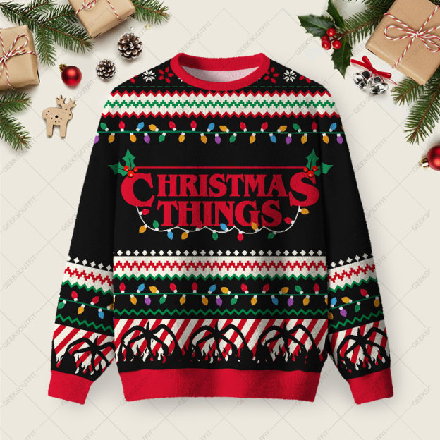 Christmas Thing Black Ugly Christmas Fuzzy Fleece Sweatshirt