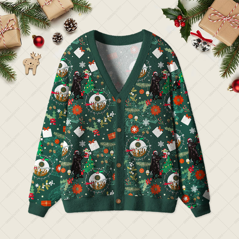 Geeksoutfit Christmas Scifi Wars Master Geek Ugly Cardigan Sweaters for Sale