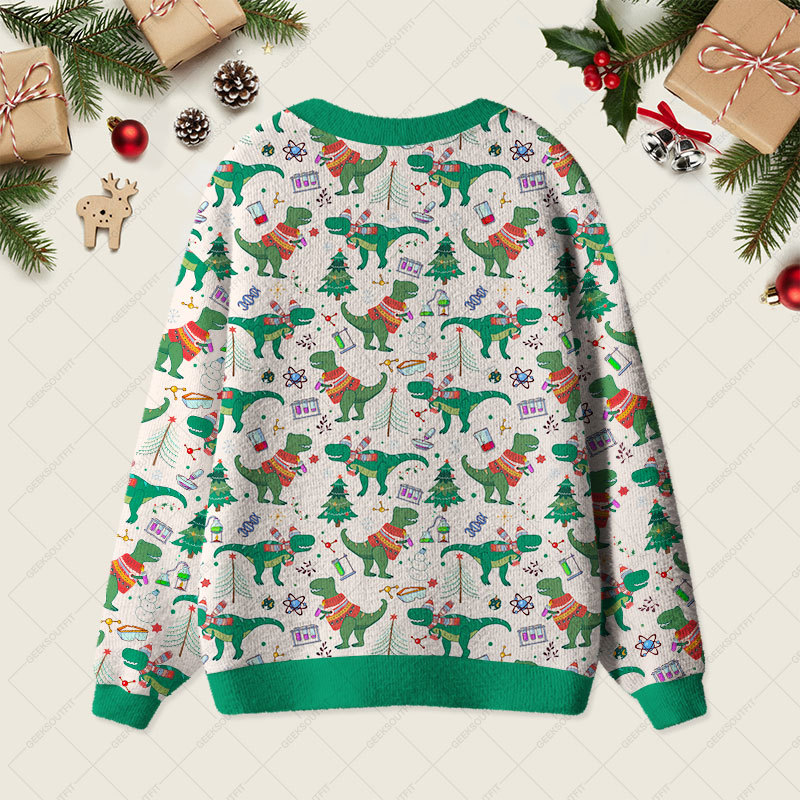 Christmas Science & Dinosaur Geek Ugly Cardigan Sweaters 