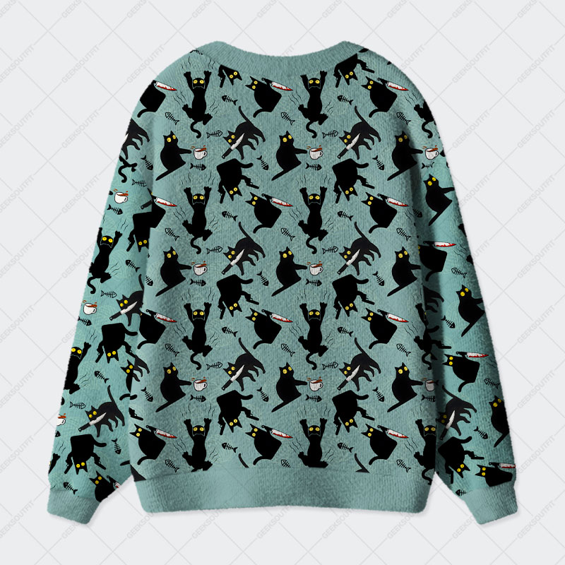 Naughty Kitten Geek Ugly Cardigan Sweaters 