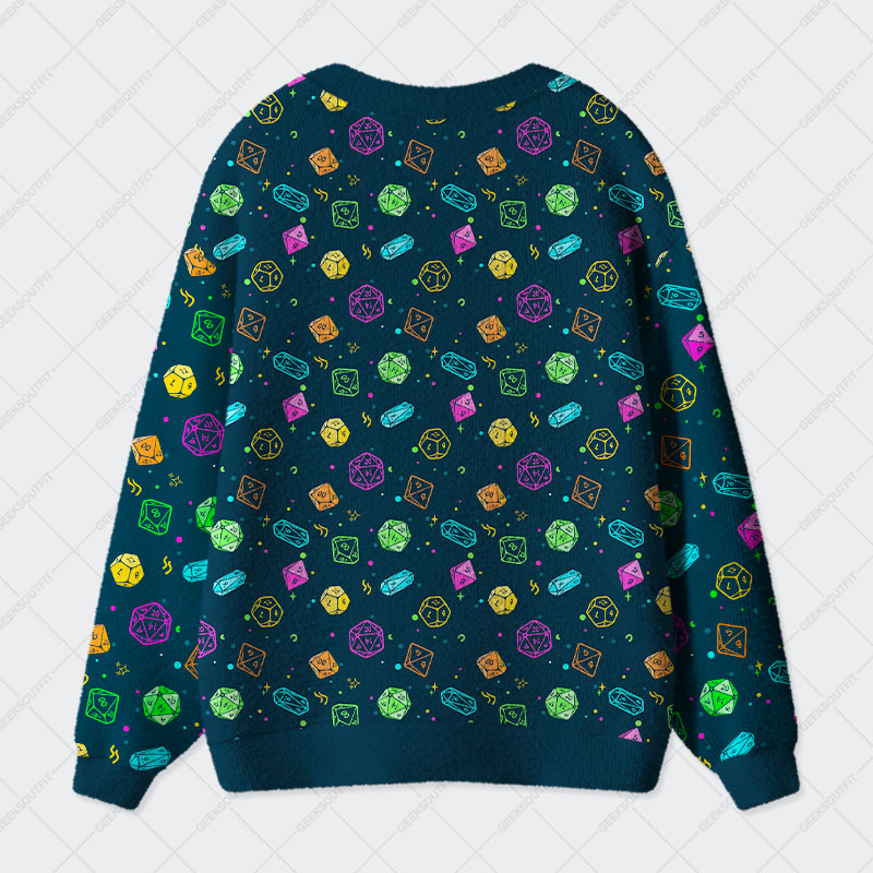 Colorful DND Dice RPG Geek Ugly Cardigan Sweaters 