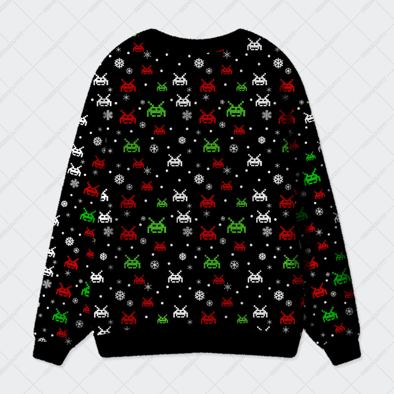Christmas Retro Game Element Geek Ugly Cardigan Sweaters 