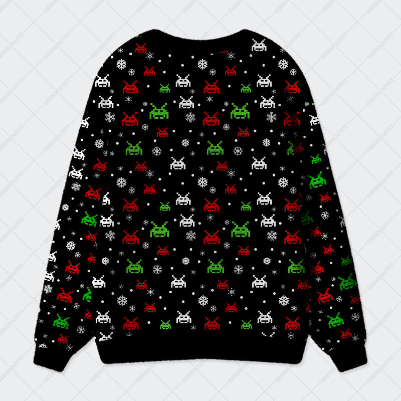 Christmas Retro Game Element Geek Ugly Cardigan Sweaters 