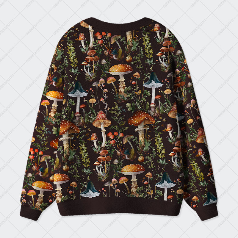 Mushroom Science Retro Geek Ugly Cardigan Sweaters 
