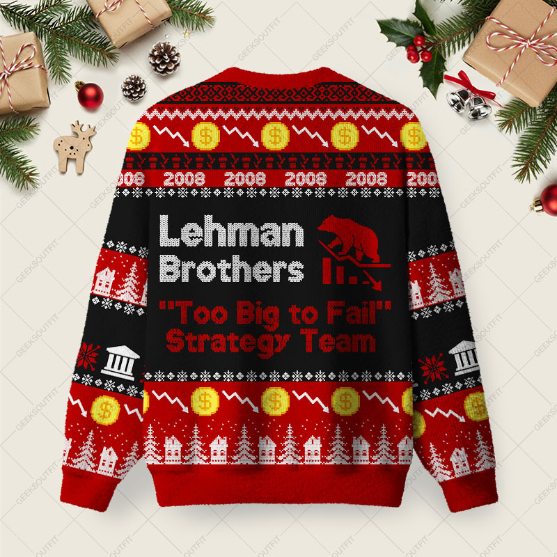Lehman Brothers Ugly Christmas Fuzzy Fleece Sweatshirt