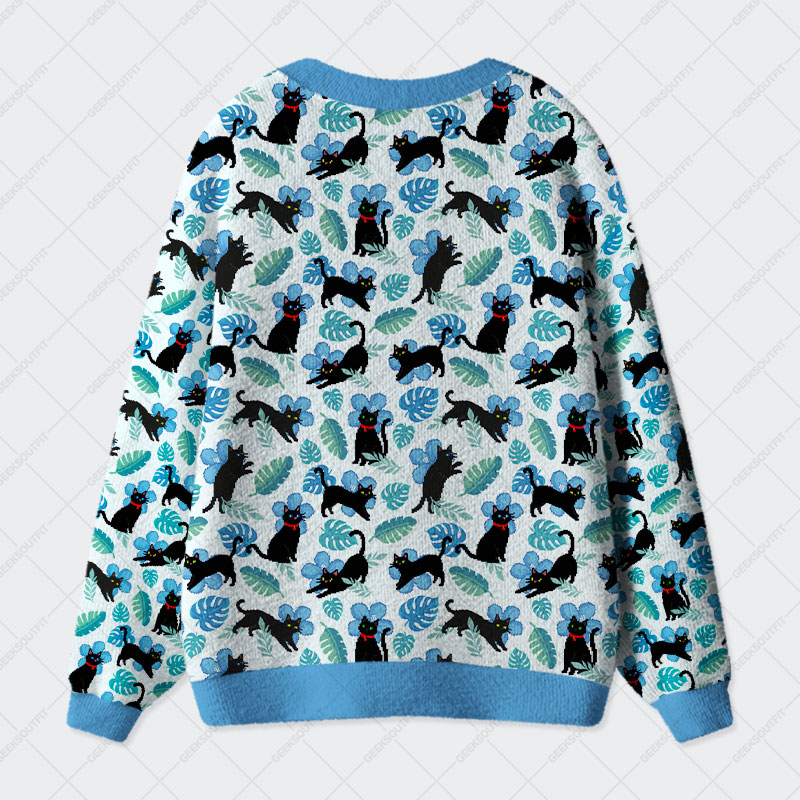 Pixel Cat Hawaii Geek Ugly Cardigan Sweaters 