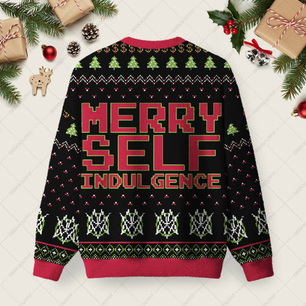 Merry Self Indulgence Ugly Christmas Fuzzy Fleece Sweatshirt
