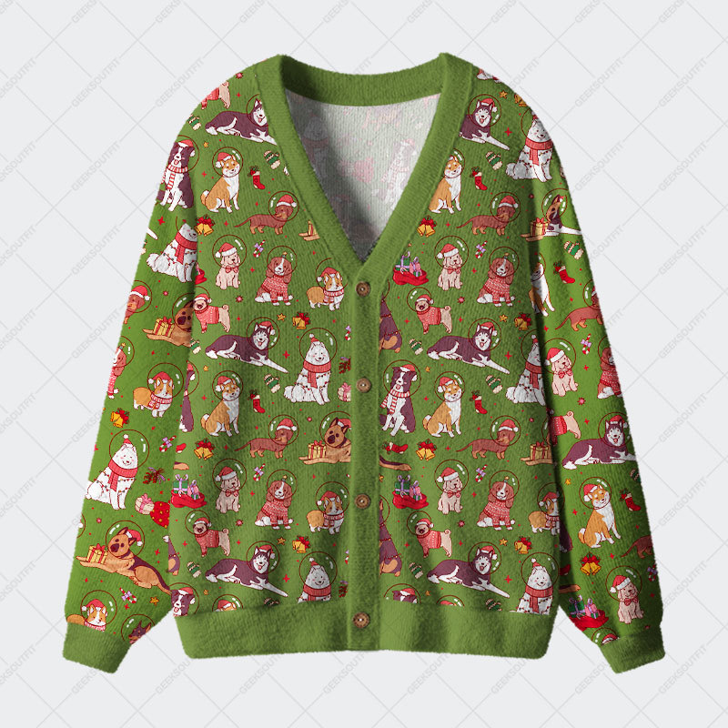 Geeksoutfit Astronaut Puppy Christmas Geek Ugly Cardigan Sweaters for Sale