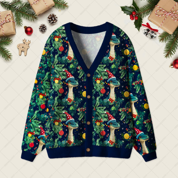 Christmas Dinosaur Geek Ugly Cardigan Sweaters 