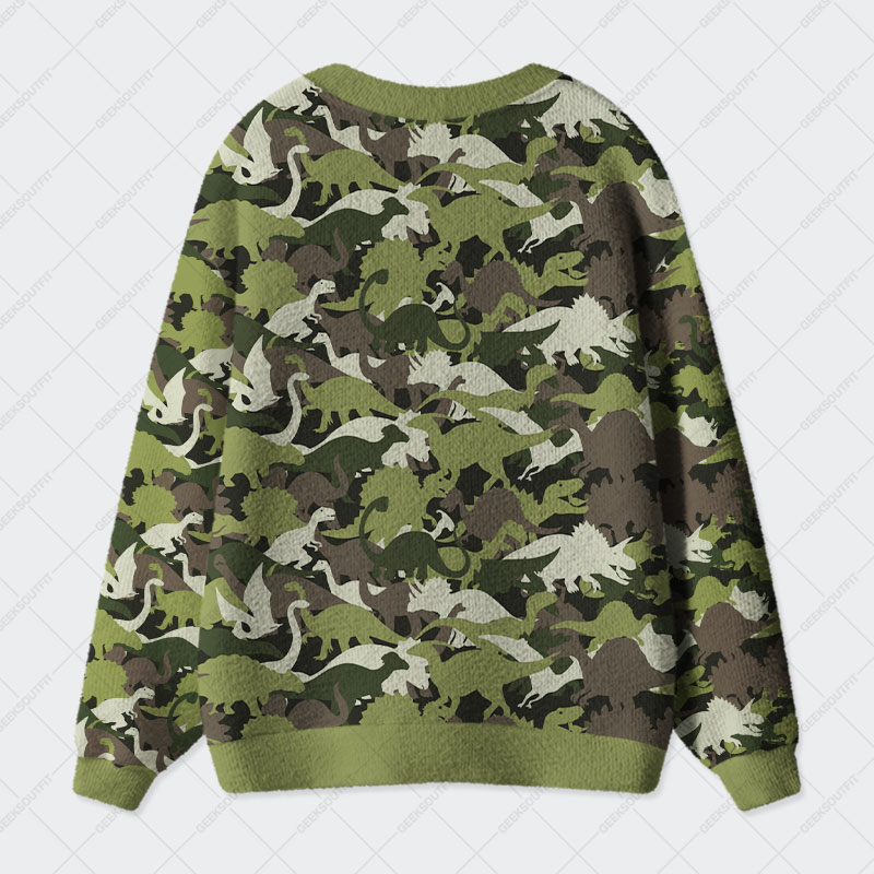 Camouflage Dinosaur Geek Ugly Cardigan Sweaters 