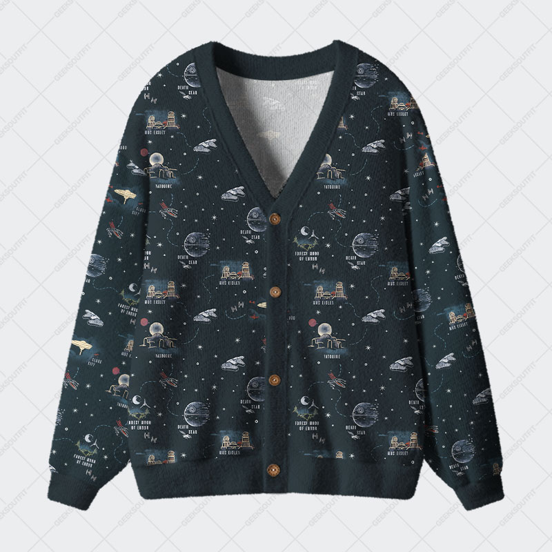 Space War Map Geek Ugly Cardigan Sweaters 