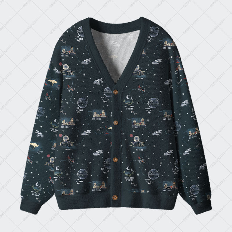 Geeksoutfit Space War Map Geek Ugly Cardigan Sweaters for Sale
