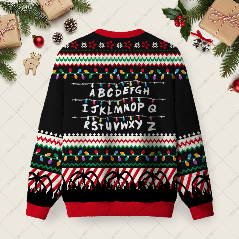 Strange ABCDEFGH Ugly Christmas Fuzzy Fleece Sweatshirt