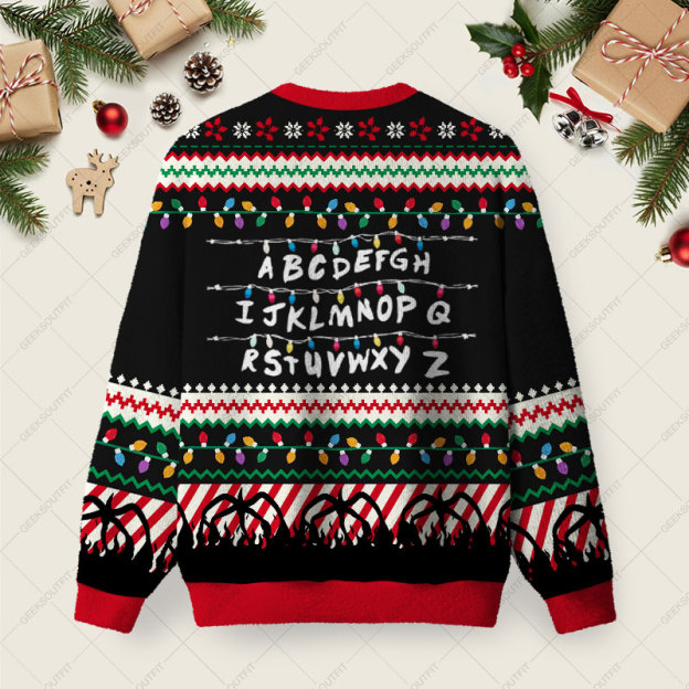 Strange ABCDEFGH Ugly Christmas Fuzzy Fleece Sweatshirt