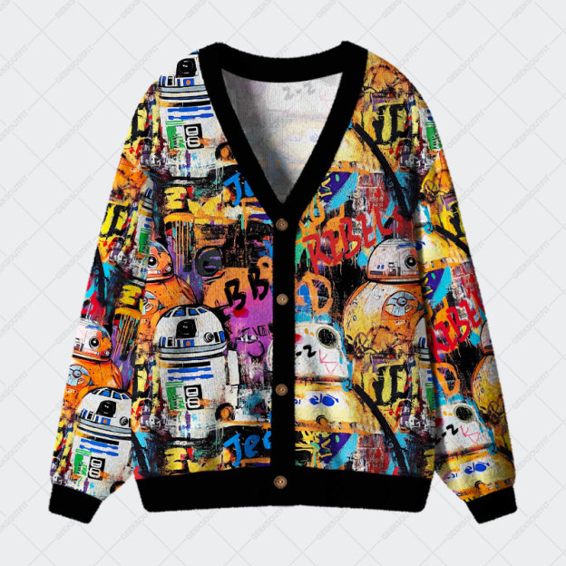 Graffiti Street Art David Geek Ugly Cardigan Sweaters 