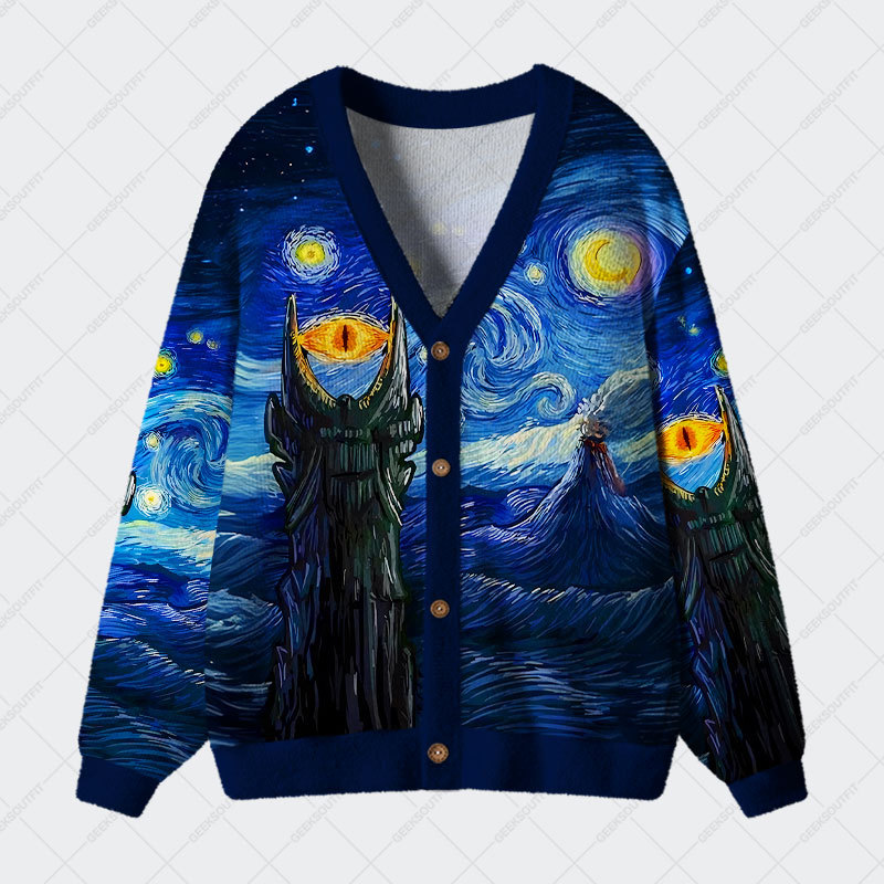 Geeksoutfit Starry Night of Mordor Geek Ugly Cardigan Sweaters for Sale