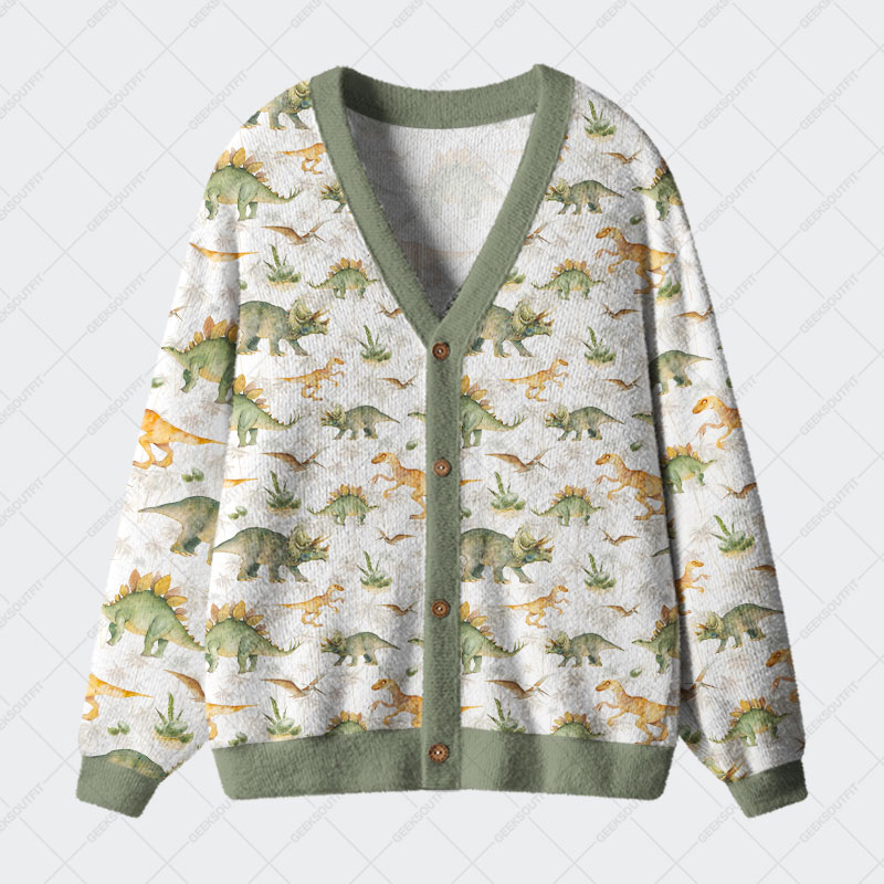 Ancient Dinosaurs Geek Ugly Cardigan Sweaters 