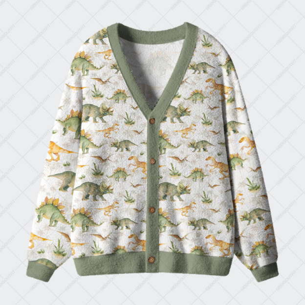 Ancient Dinosaurs Geek Ugly Cardigan Sweaters 