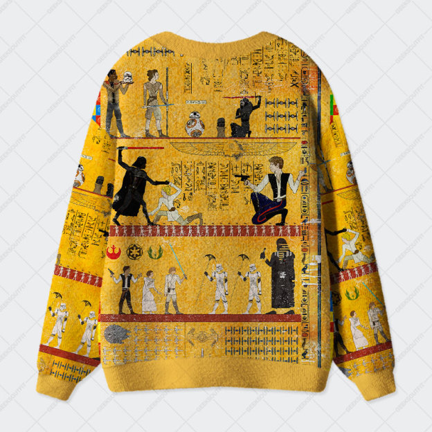 Dark Warrior Ancient Egypt Mural Geek Ugly Cardigan Sweaters 