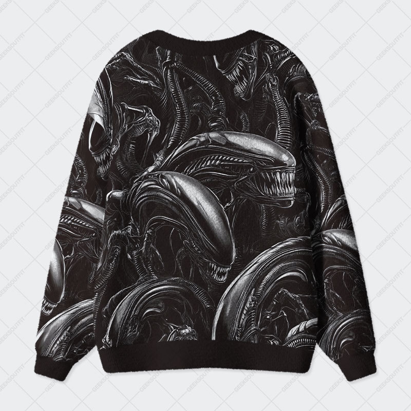 Alien Black Geek Ugly Cardigan Sweaters 