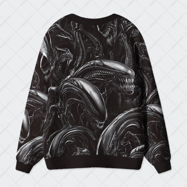 Alien Black Geek Ugly Cardigan Sweaters 