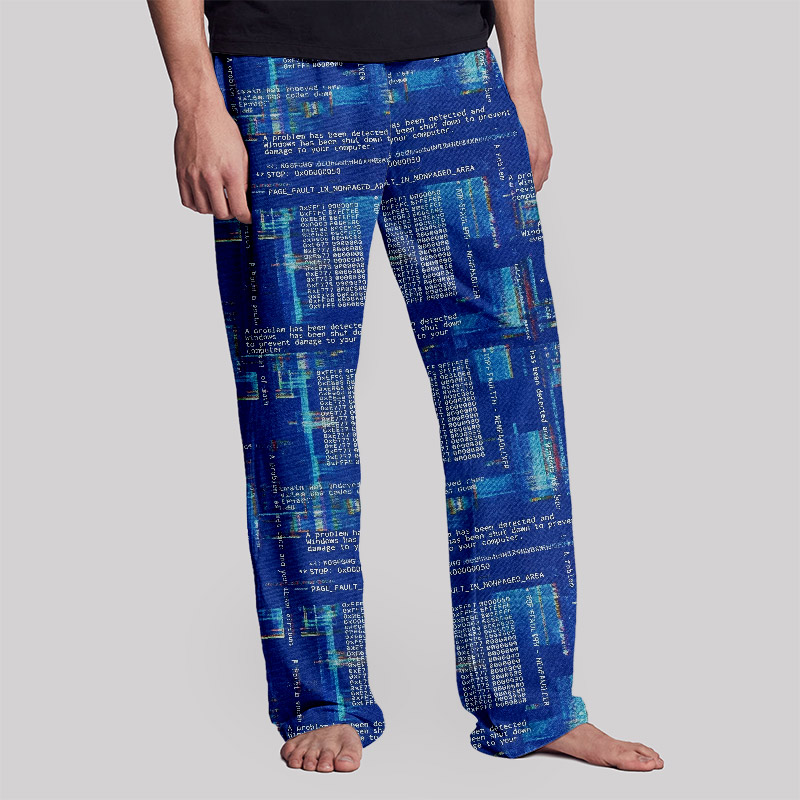 Blue Cyber Code Pattern Geek Loungewear Pants